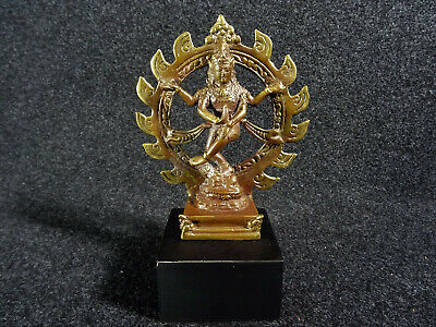 Bronze Skulptur Kali Auf Holzsockel Ikone Indische Gottheit 17cm • 22.99€