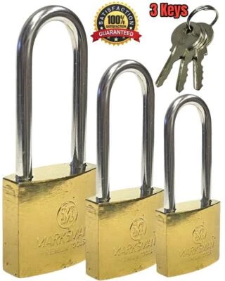 Long Shackle Padlock Brass Security Locker OUTDOOR SECURITY PADLOCK With 3 Keys - Image 1 of 4