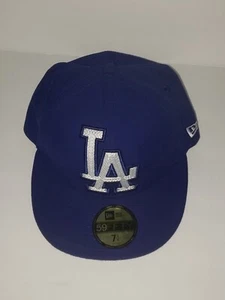 New Era 59Fifty Men's Hat Los Angeles Dodgers Dark Blue Fitted Cap 7 1/4 New - Picture 1 of 7