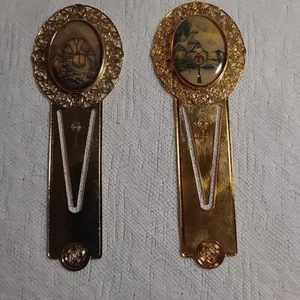 Marcadores de latón tono dorado con inserto ovalado para escena de cabaña - Imagen 1 de 5