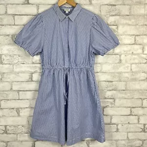 Abito J.CREW FACTORY NUOVO CON ETICHETTE manica corta blu a righe cravatta vita colletto tg 8 BT113 - Foto 1 di 10