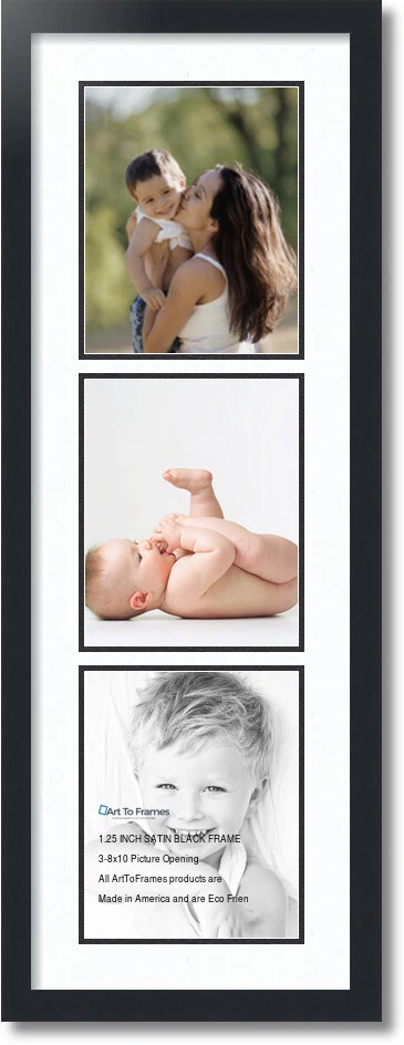 ArtToFrames Collage Mat Picture Photo Frame 3 8x10" Openings in Satin Black 139 - Image 1 of 1