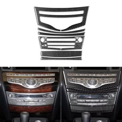 Cubierta de panel de CD de CA para consola central de fibra de carbono 6 piezas para Infiniti JX35 QX60 13-16 Foto 1 de 4