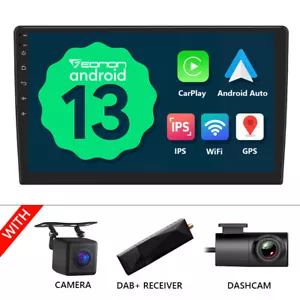 DAB+CAM+DVR+ Double 2 DIN Android 13 Car Stereo 10.1" GPS Sat Nav CarPlay Radio - Picture 1 of 19