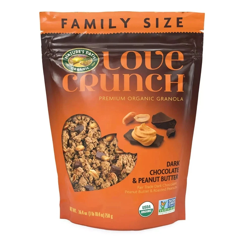 Love Crunch Organic Chocolate Oscuro &amp; Mantequilla de Maní Granola, 26.4 OZ (Paquete de Foto 1 de 2