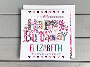 birthday card for her, birthday card for girl, personalised happy birthday gift - Picture 1 of 10