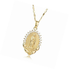 Pendant Necklace Gold Retro Accessori Aoask Women Crystal Rhinestone Virgin Mary