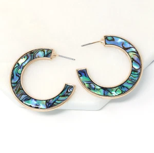 Iridescent Natural Abalone Shell Hoops - Bild 1 von 8