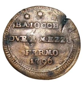 Hn Fermo. Pio VI (1775-1799) . Baiocchi 2 And Half 1796 Cu Gr. 12,74. RR b137 - Picture 1 of 2