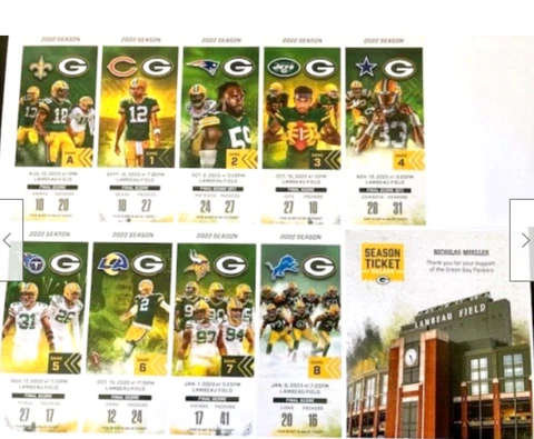 2022 Green Bay Packers Season Ticket Sheet Rodgers Final Year Cover