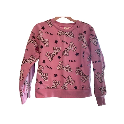 Authentic Barbie Logo Girls Cozy Pullover Pink Sweater Sweatshirt Size S (7/8) - Image 1 of 4