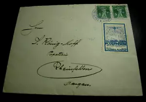 1913 SCHWEIZ ERSTER FLUGABDECKUNG MIT HALBOFFIZIELLER LUFTPOSTMARKE KATZE $ 700 - Bild 1 von 3
