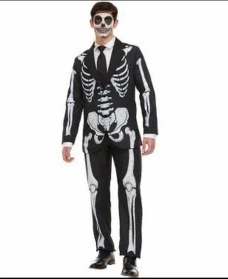Adult Small Skeleton Suit Halloween Costume With Jacket And Pants - Image 1 of 2