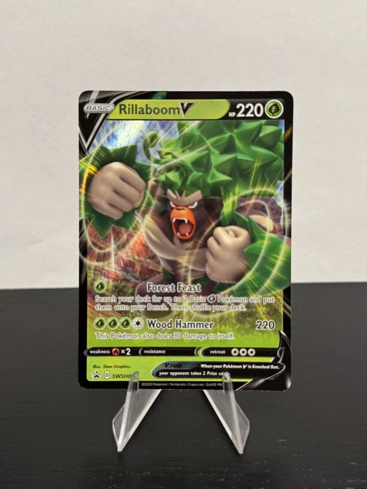 Rillaboom V SWSH014 SWSH: Sword & Shield Promo Cards Holo MINT - Image 1 of 2