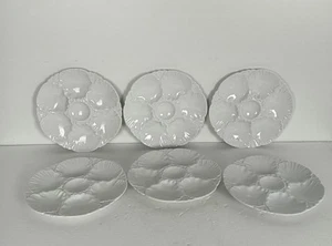 Set of 6 Oyster Plates Porcelain Faience  Seafood Crab vintage white  stylish - Picture 1 of 7