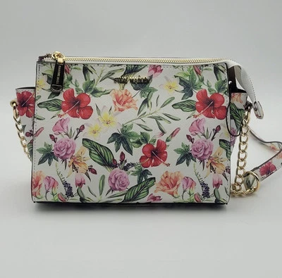 NUEVO CON ETIQUETAS Steve Madden BLEXI Blanco Tropical Floral Bolso Bandolera Bolso Cartera Foto 1 de 4