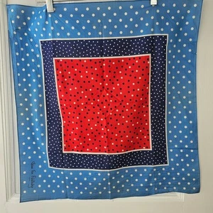 Vintage Diane von Furstenberg rot weiß blau gepunktet Baumwolle Schal 24 x 24 - Bild 1 von 7