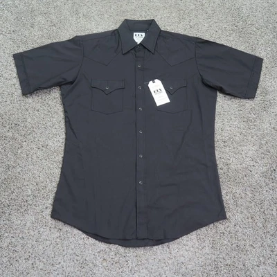 NWT Ely Cattleman Shirt Mens Medium Black Western Pearl Snap Short Sleeve Cowboy - Image 1 of 4