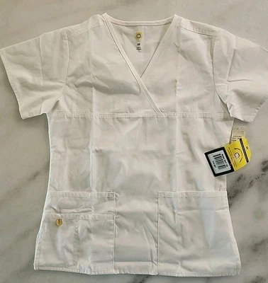 Blusa Médica BLANCA Wonder Wink Cuello en V Poli Algodón Extra Pequeña XS NUEVA CON ETIQUETAS Foto 1 de 4