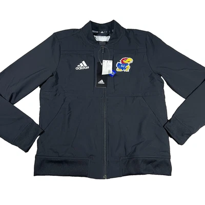 Adidas Womens Small Black Kansas Jayhawks Full Zip NCAA Bomber Jacket NWT - Image 1 of 4