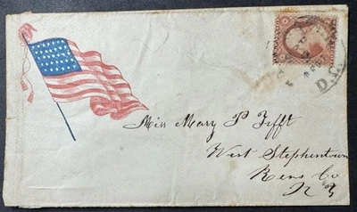 US 19th Century Patriotic 35 Star Flag Cover  West Stephentown NY - Image 1 of 3