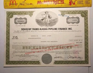 1978 Sohio/BP Trans Alaska Pipeline Finance Inc Bond 25,000 Shares - Picture 1 of 6