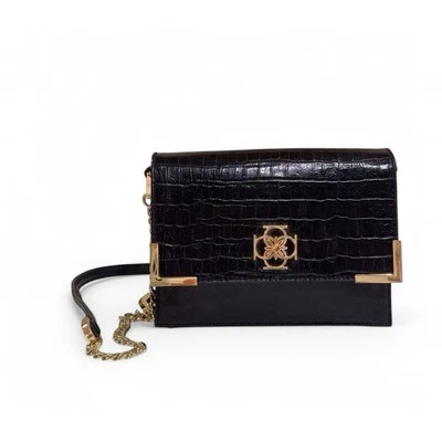 Ann Taylor Delancy Black Leather Chain Strap Crossbody Bag - Image 1 of 4