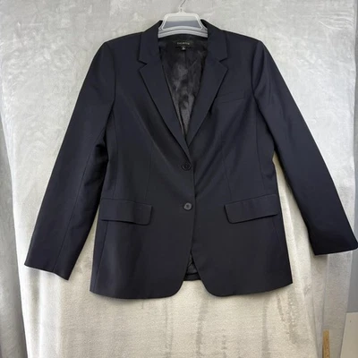 Blazer Talbots Mujer 14 Azul Marino Oscuro Dos Botones Elastizado Lana Forrado Chaqueta de Carrera Foto 1 de 4