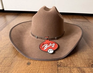 Cappello da cowboy Bailey Western 2X marrone in feltro di lana borchie da uomo nuovo con etichette taglia 7 1/4 - DIFETTO - Foto 1 di 13