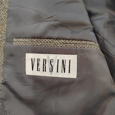 Jaqueta blazer texturizada xadrez bronzeado VERSINI 100% tecido seda feita na Itália 46R - Imagem 1 de 4