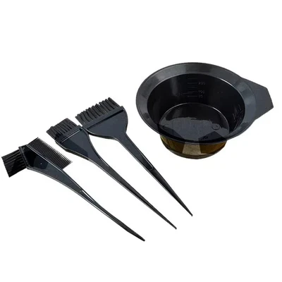 Juego de 4 brochas de tinte para el cabello con tazón mezclador kit de peine de tinte para salón o uso doméstico Foto 1 de 4