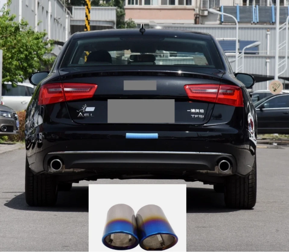 Punta de tubo de escape silenciador escape trasero coche Audi A6 SS 2005-2014 AZUL 2 piezas Foto 1 de 4