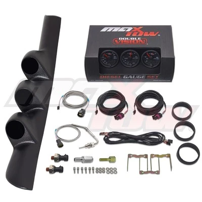 MaxTow Boost EGT Fuel PSI Gauges + Triple Pod for 98-02 Dodge Ram Cummins - Image 1 of 4