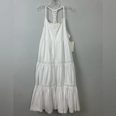 Vestido de renda Ralph Lauren feminino branco 100% algodão em camadas crochê tamanho G 12/14 novo com etiquetas - Imagem 1 de 4