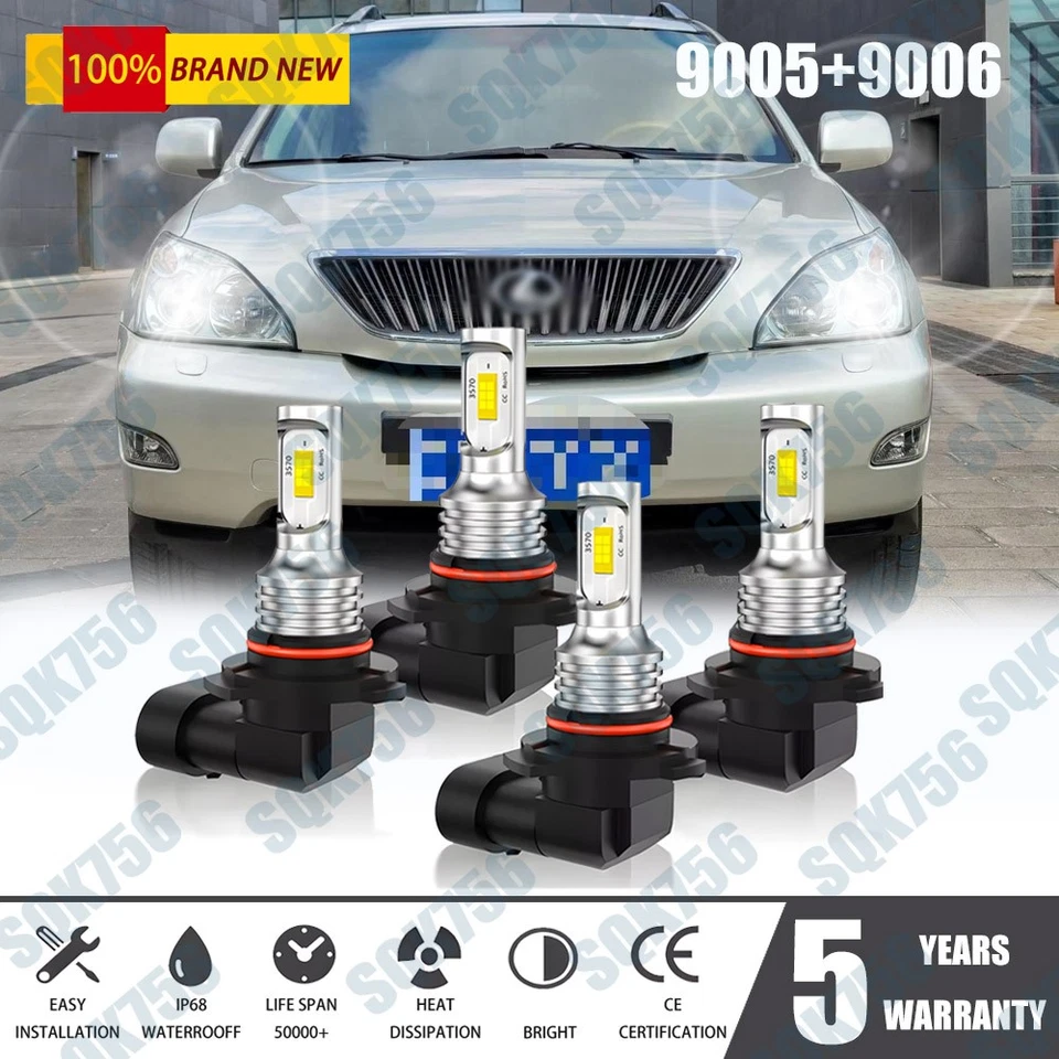 Para Lexus SC300 1992-2000 - 4X 9005+9006 LED Faros Luz Alta Baja HKB Foto 1 de 4