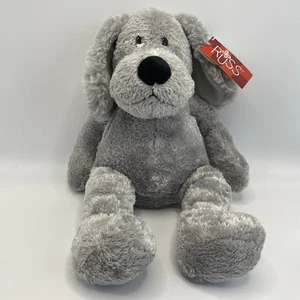 Russ Berrie Schmoozy Grey Plush Dog Beanie 8 Inches Tall Sitting BNWT - Picture 1 of 11