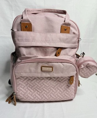 Bolsa de pañales/mochila de viaje BabbleRoo rosa con cambiador cremallera bebé impermeable Foto 1 de 4