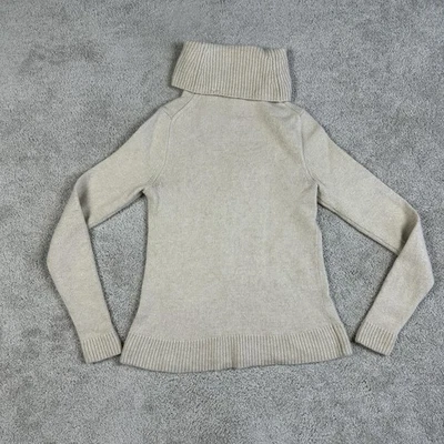 Suéter J Crew Mujer Pequeño Beige Cuello Alto Mezcla Lana Merino Pullover Tejido Top Foto 1 de 4