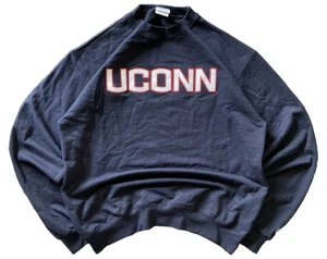 UConn Huskies Embroidered Patch Sweatshirt M University of Connecticut Blue Mens - Picture 1 of 7