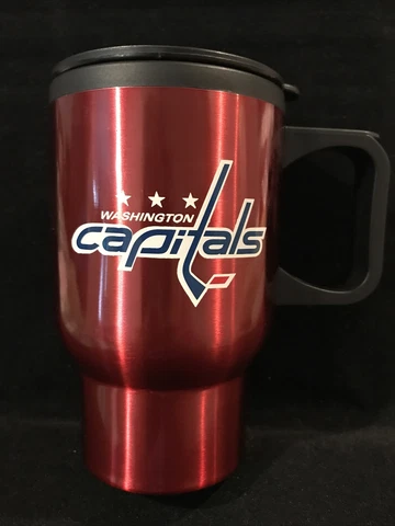 Washington Capitals Red Stainless/Plastic Tumbler with Lid/Handle Hockey Cover