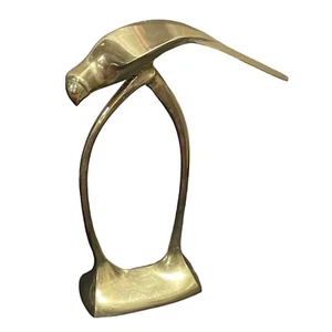Mid Century MCM Messing Papagei Vogel auf Sitzstange groß Hollywood Regency Stil - Bild 1 von 16