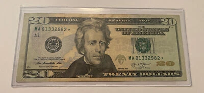 US Fancy Star Error Note Serial Twenty Dollar Replacement Duplicate Ink Fed $20 - Image 1 of 2