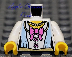 NEW Lego Female PRINCESS MINIFIG TORSO - White Blue Girl Dress Shirt w/Pink Bow - Picture 1 of 1