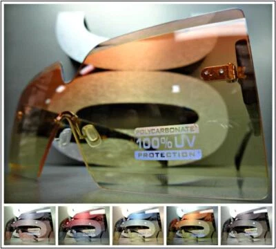 OVERSIZED Modern RETRO SHIELD Style SUN GLASSES Large Frame Flat Lens 5 Colors - Image 1 of 4
