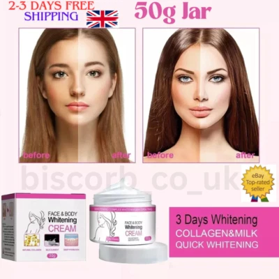 Dark Skin Permanent Bleaching 3 days Lightening Whitening Cream Face Body 50g
