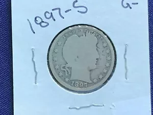 1897-S Barber Silver Quarter E8332 - Bild 1 von 4