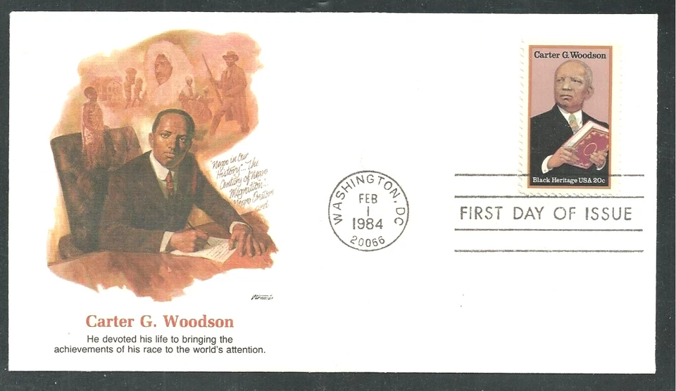 CARTER WOODSON EL PADRE DE LA HISTORIA NEGRA 1988 FLEETWOOD CACHET FDC EN MUY BUEN ESTADO UNADDR Foto 1 de 1