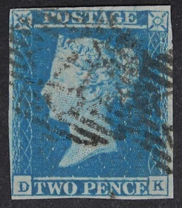 GB SG14 QV 1841 2d blau, DK, gebraucht in Illford (17) - Bild 1 von 2