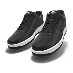 $195 NIB NEW Mens Nike Air Force 1 Black Leather Custom Low Top Athletic Shoes - Picture 1 of 9