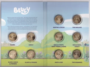 AUSTRALIAN: 2024 SET OF 10 $1 BLUEY BUCK UNC COINS IN FOLDER #LF129 - Foto 1 di 5